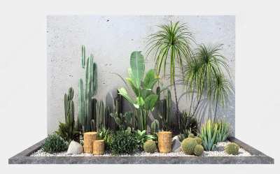 现代植物堆3D模型下载